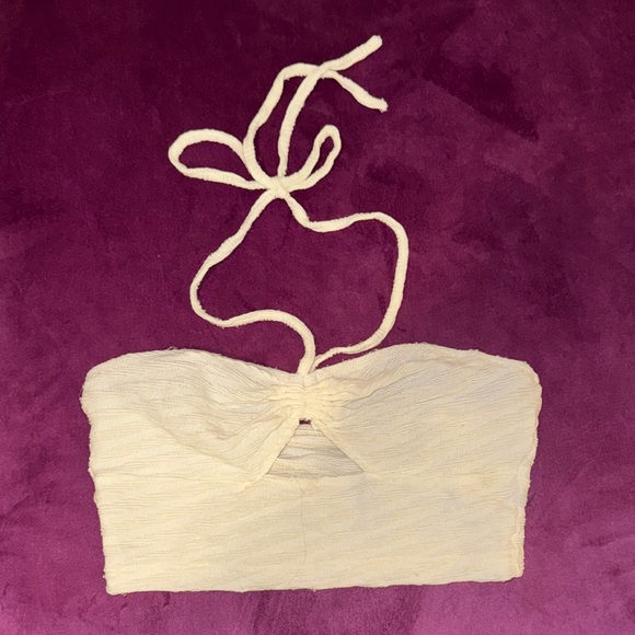 SHEIN Tops - SHEIN womens XS Elegant Cream Ivory Halter Top cropped shirt size XS